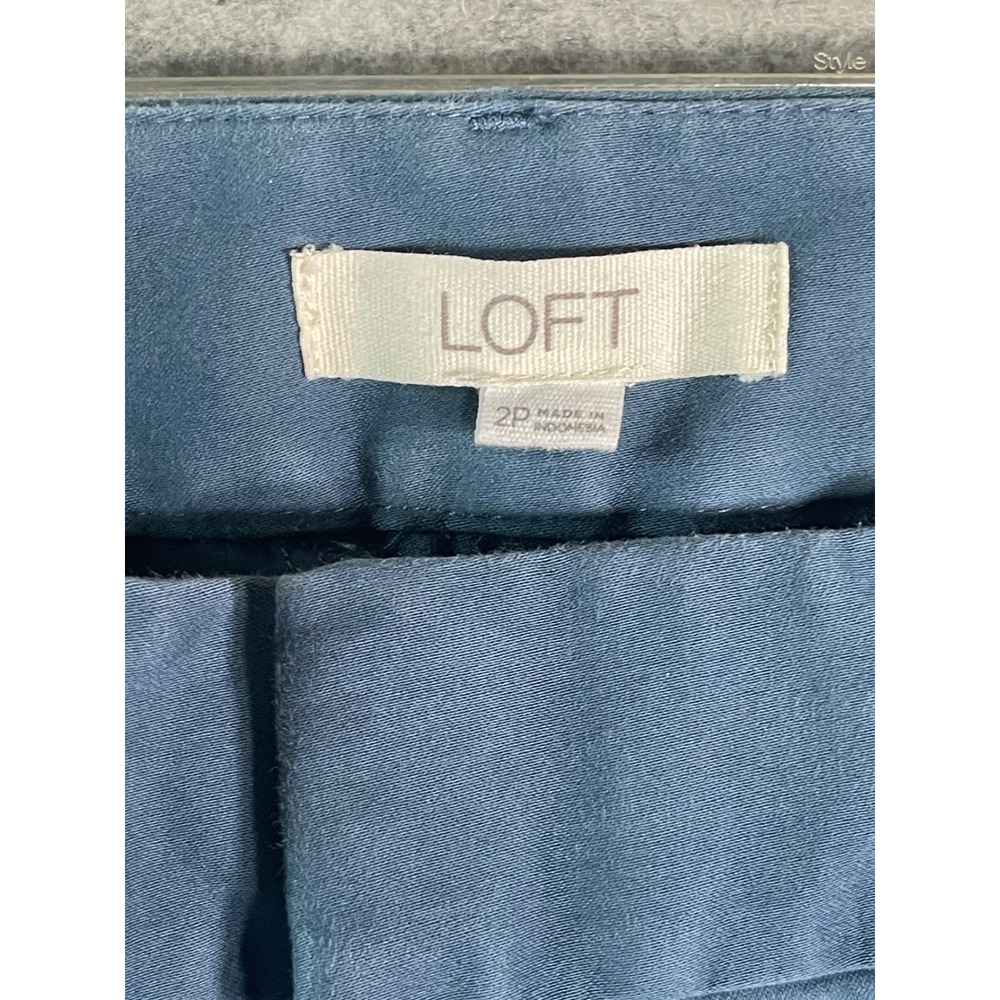 Loft Womens 2P Petite Skinny Ankle Pants Teal Blue Seam Front Trousers Stretch - Picture 3 of 8